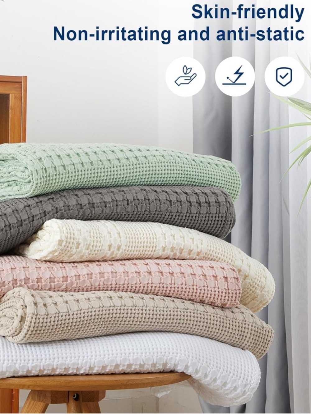 new Waffle-Textured Throw Blanket - Soft Home Bedding - Picture 7 of 9